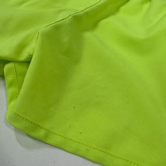 Neon Yellow Athletic Shorts – Elastic Waist, Double Button - Picture 5 of 6